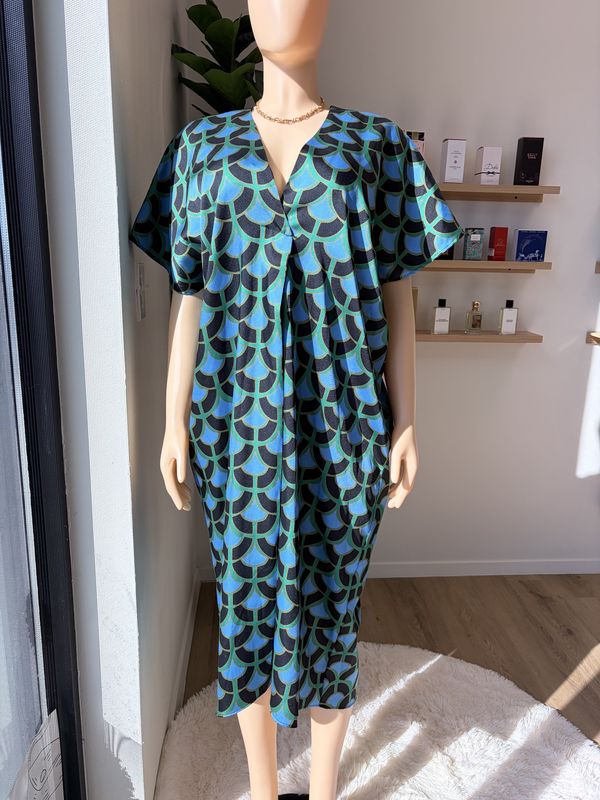 short sleeve light multicolor midi dress