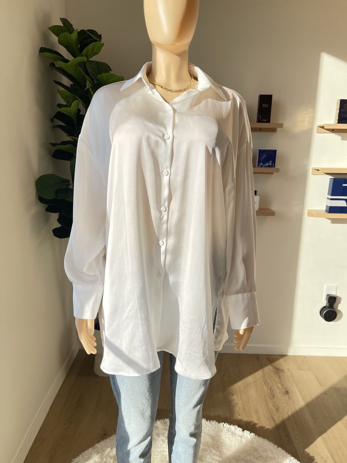 long sleeve satin blouse