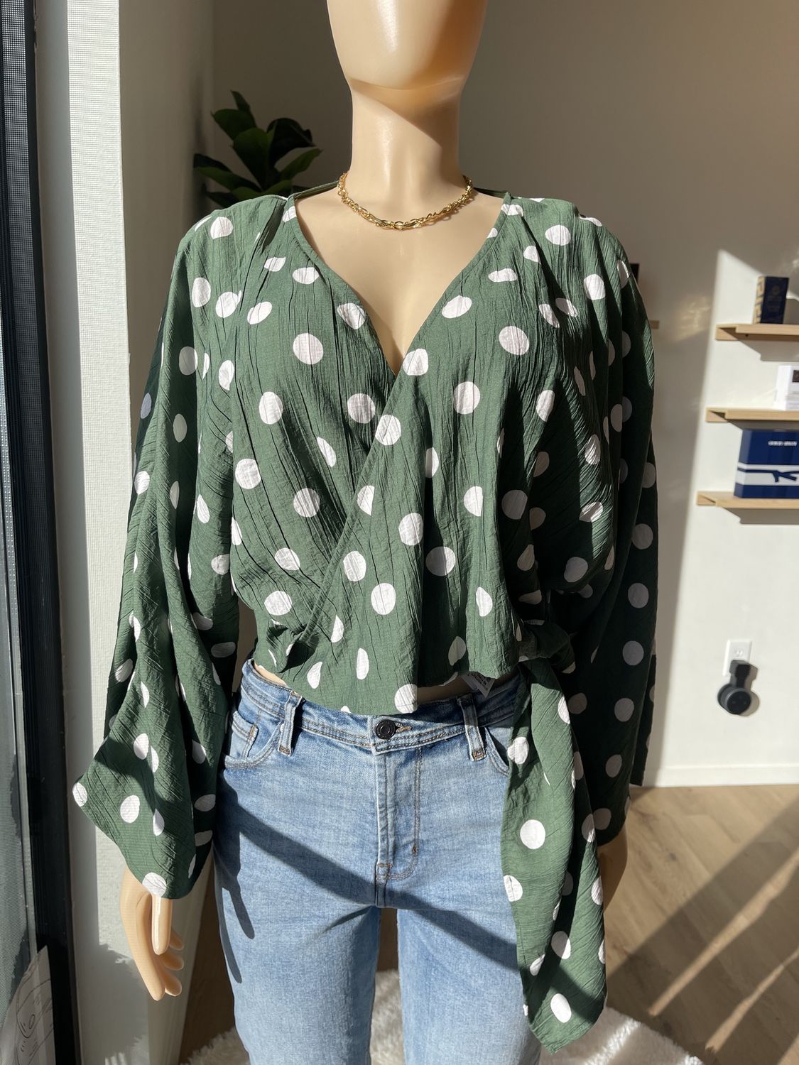 Polka dot LS Blouse
