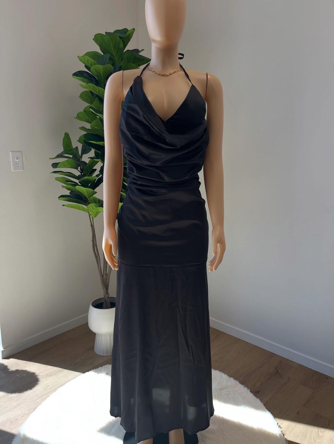 Black Satin Maxi Dress/ 2/ 4/ 10/ 12