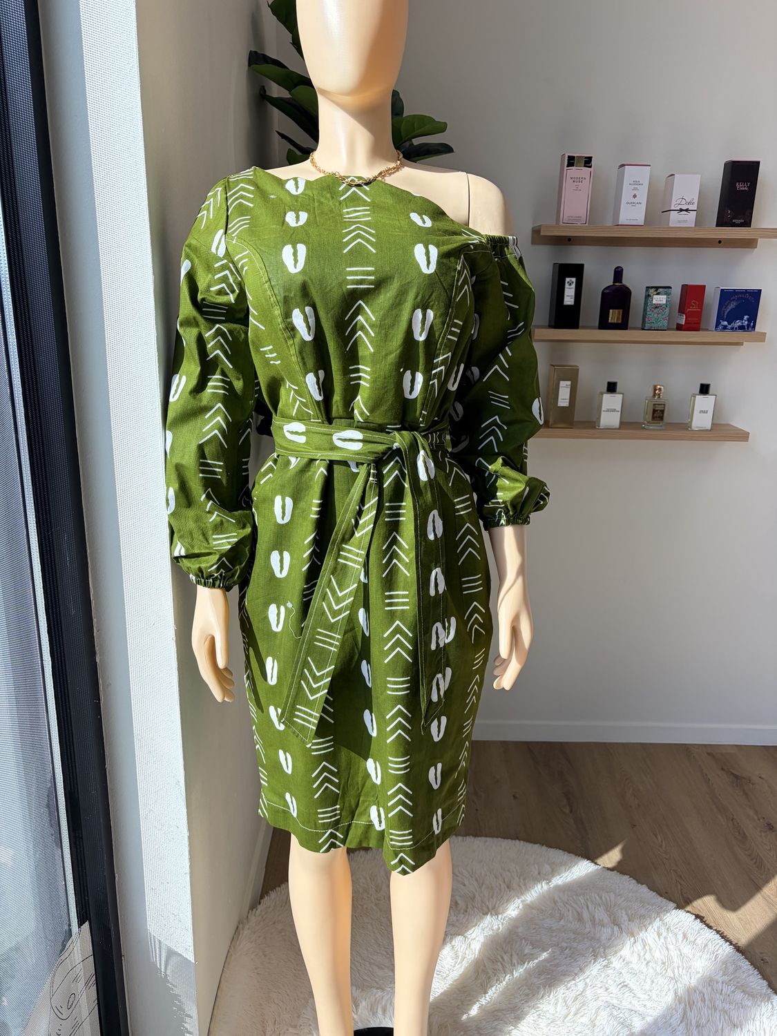 Green midi dress