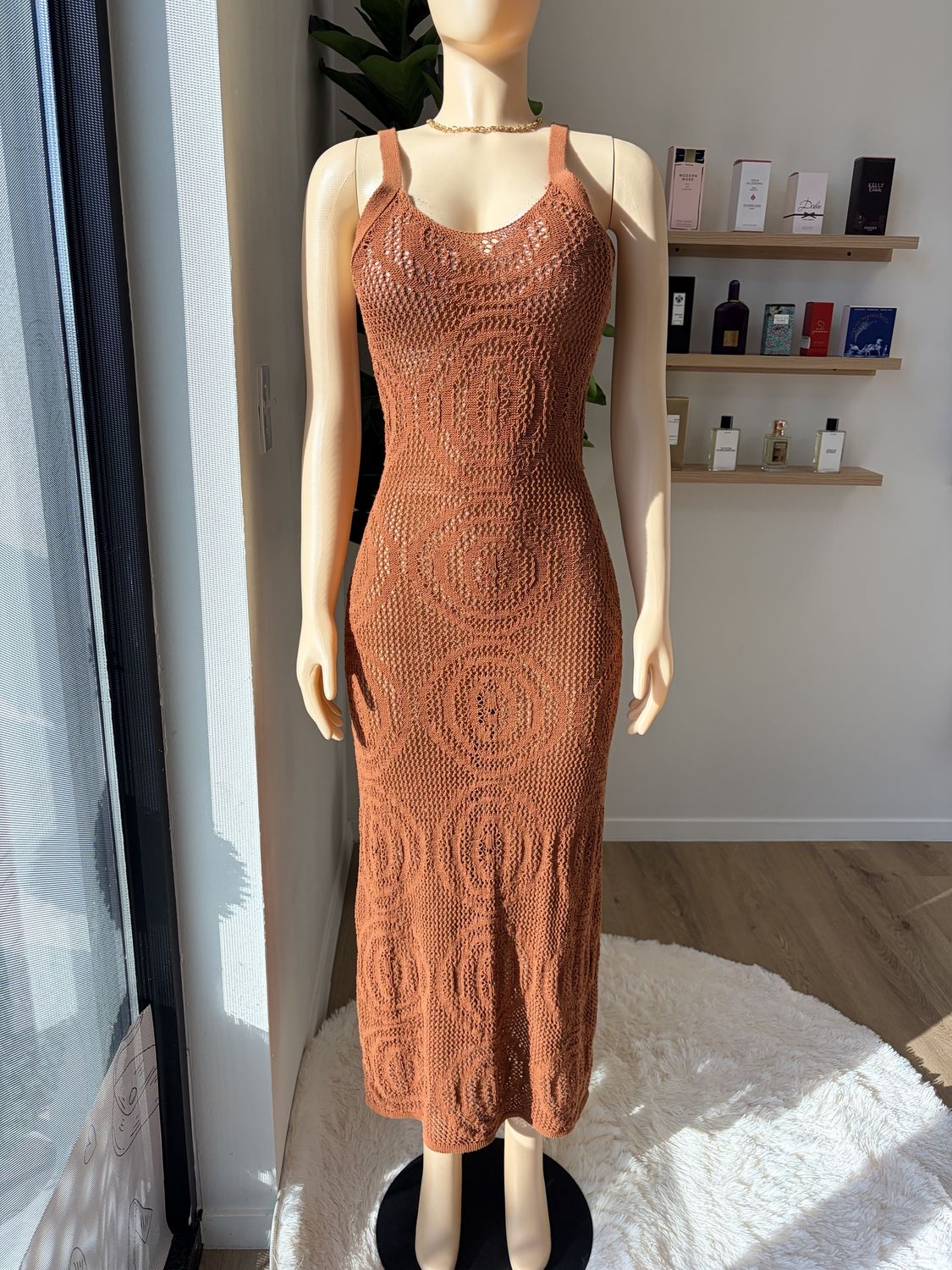 slim sleeve  knit maxi  dress