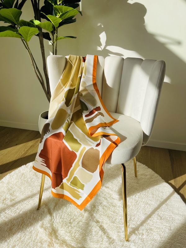 Orange Monochrome Abstract Scarf