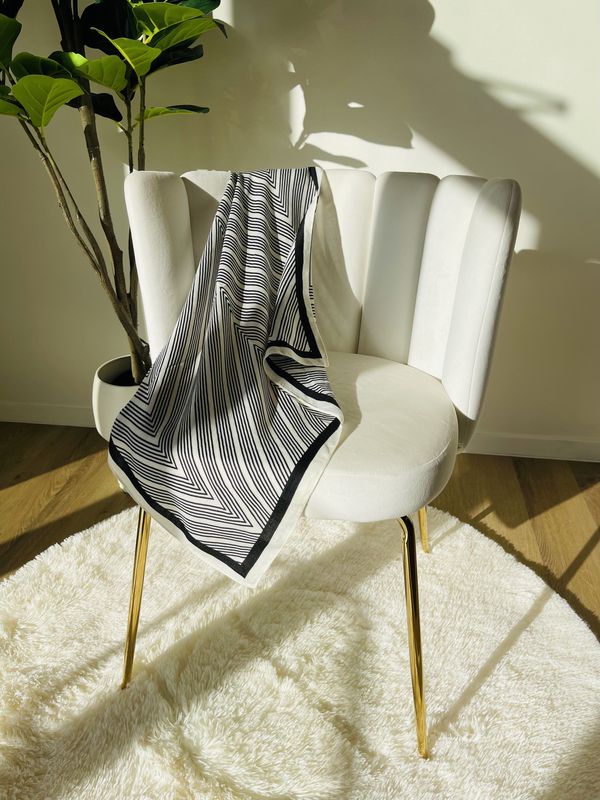 White Navy Triangular Abstract Scarf