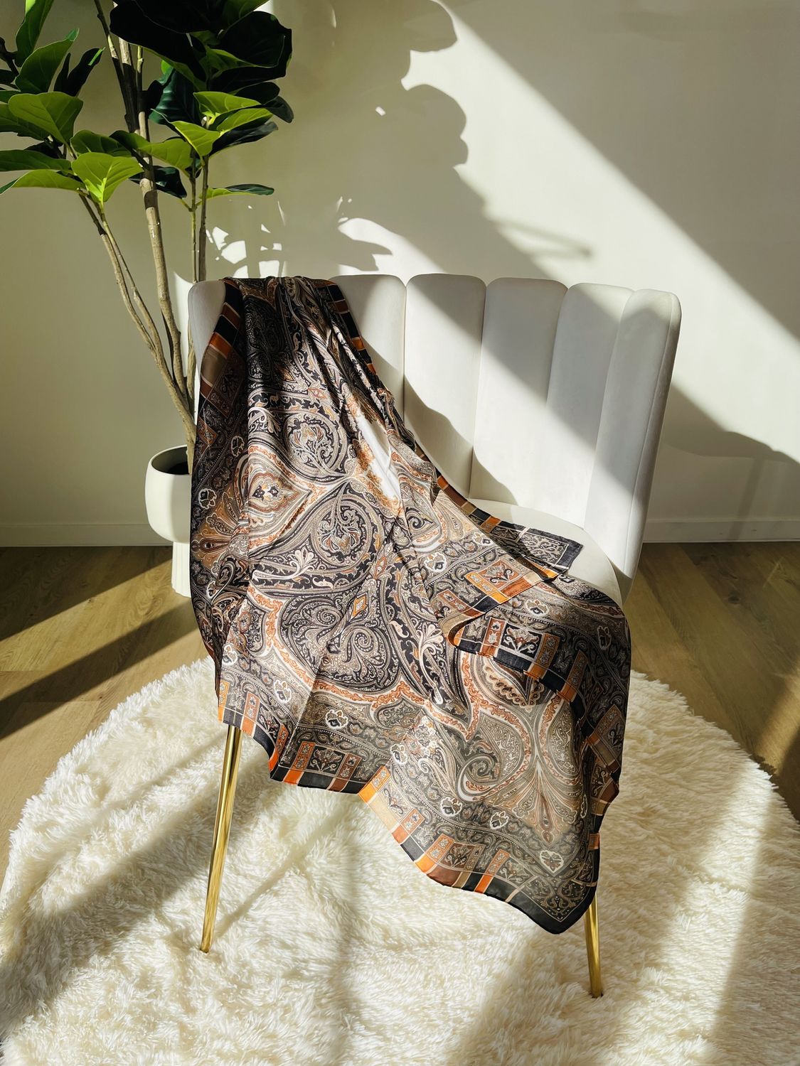 Orange Royalty Paisley Scarf