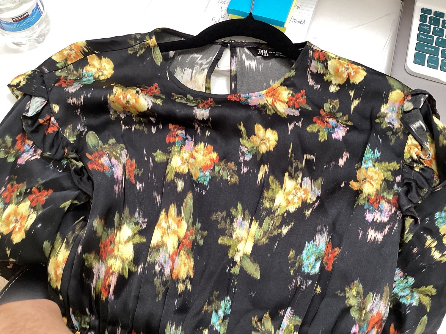 ZARA black floral dress