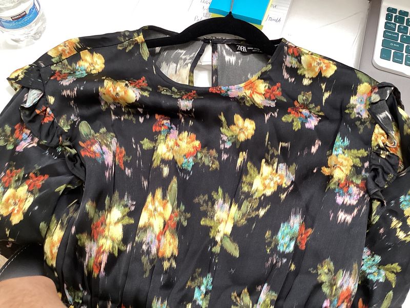 ZARA black floral dress