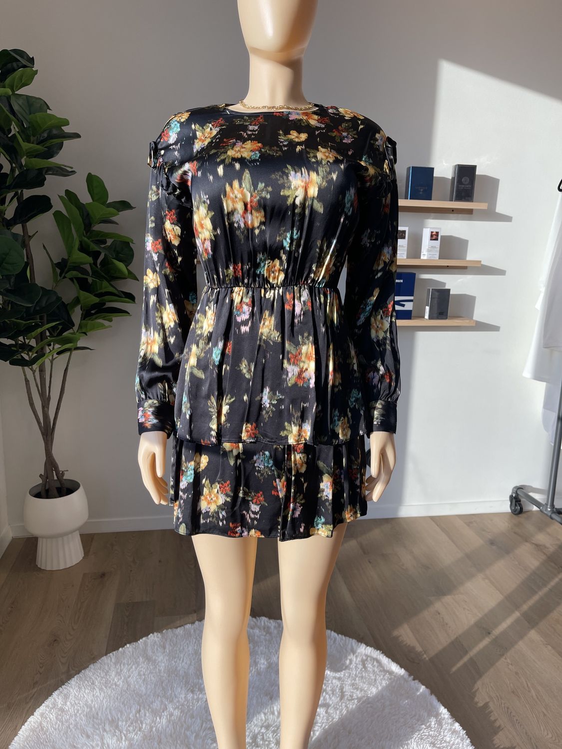ZARA black floral dress