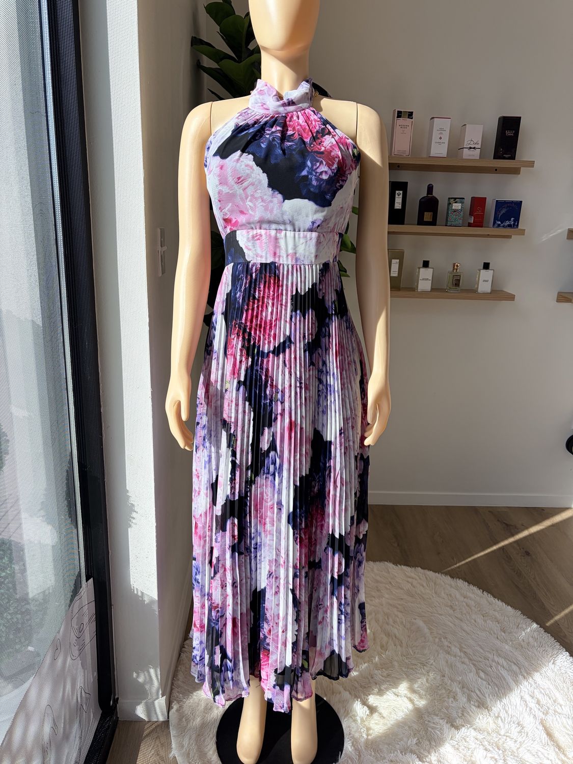 maxi dress pleated multicolor