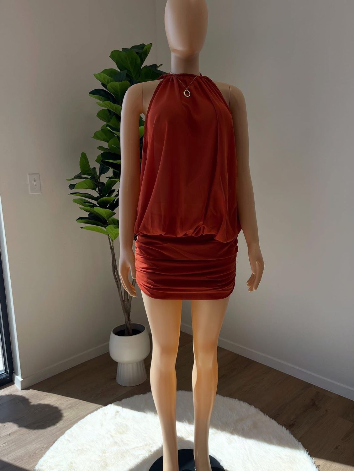 Burnt Orange Ruched Maxi Dress/ 0/ 2/ 4/ 6