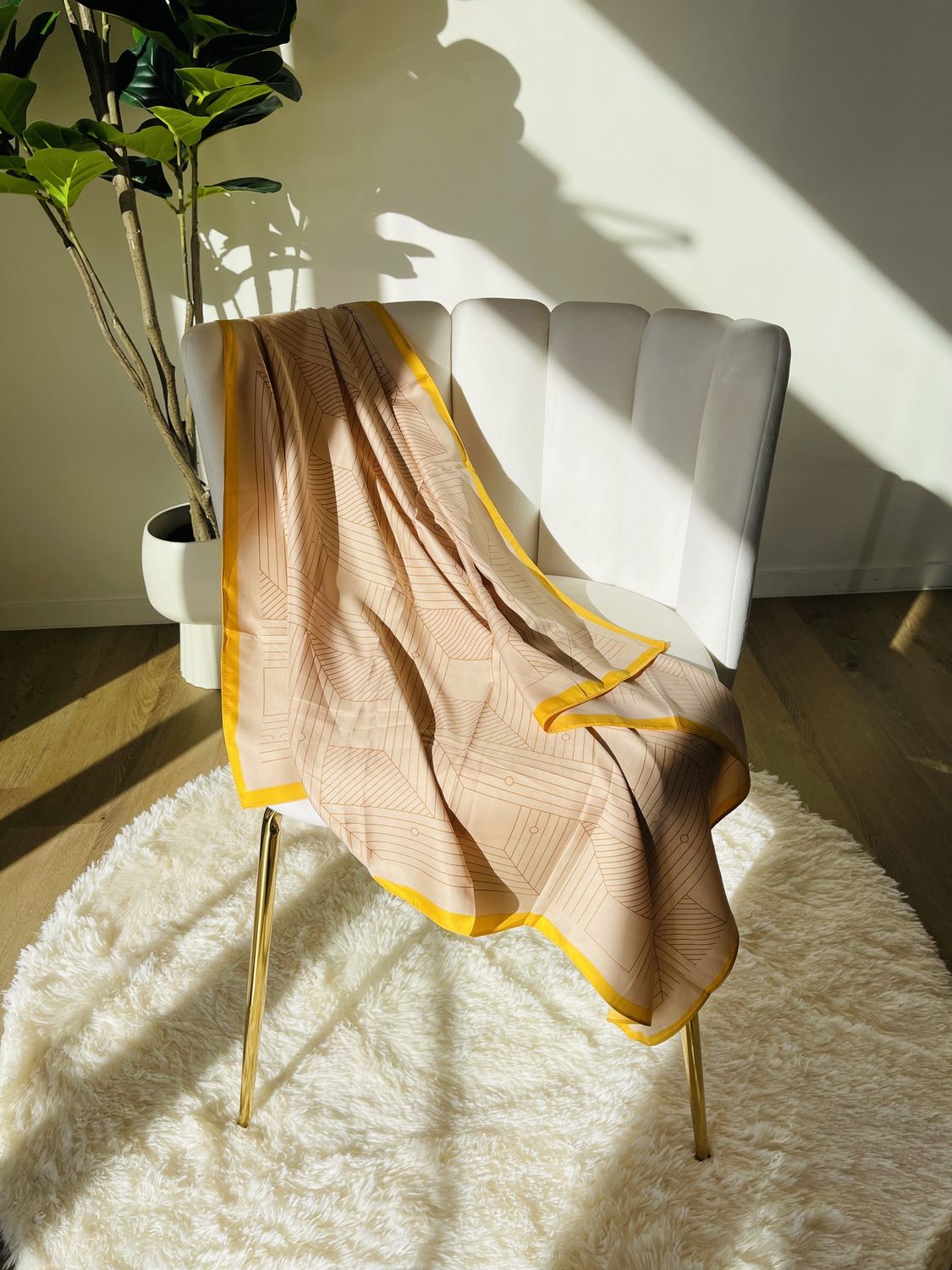 Yellow Border Abstract Print Scarf