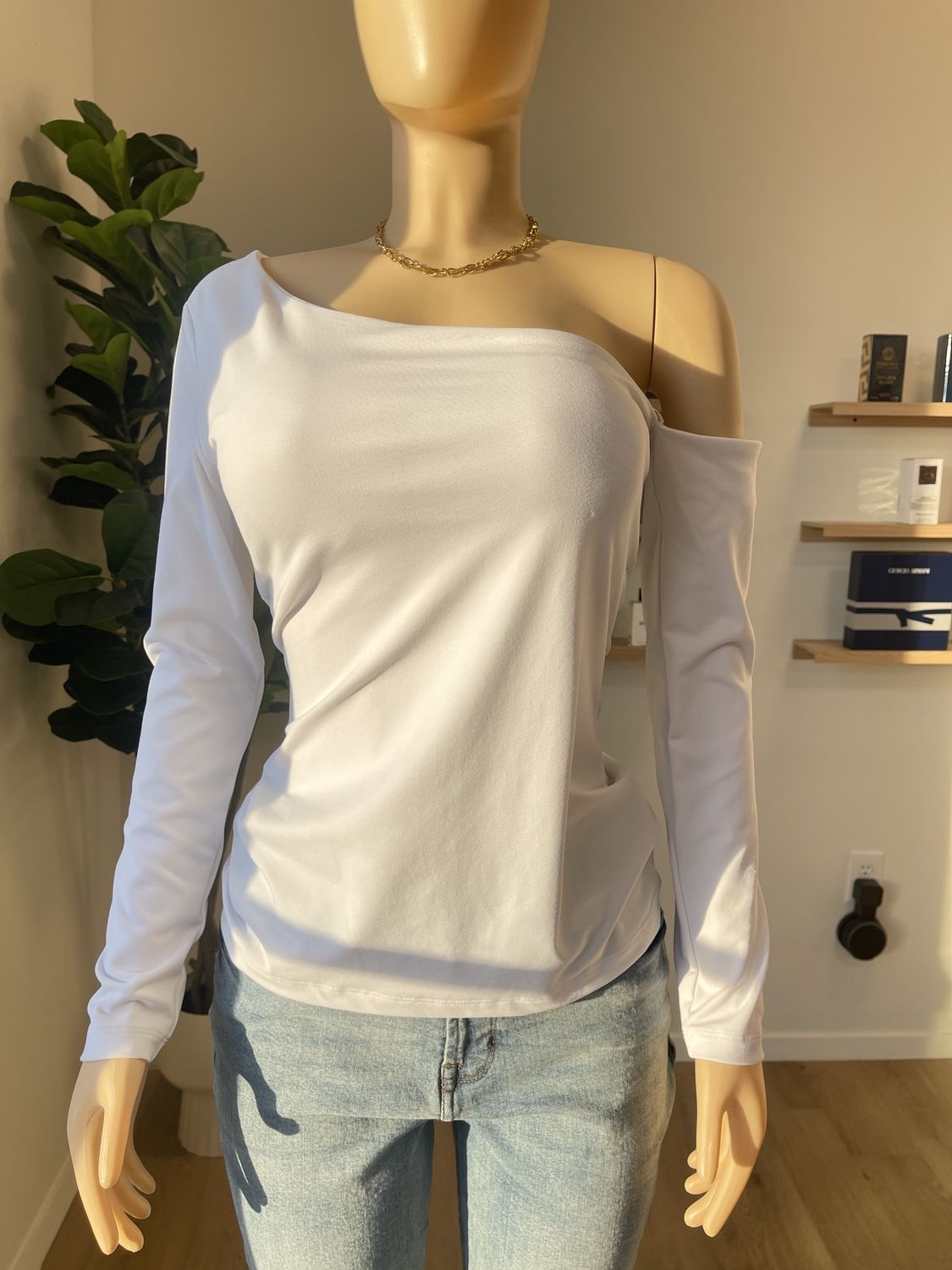 long sleeve ribbed blouse