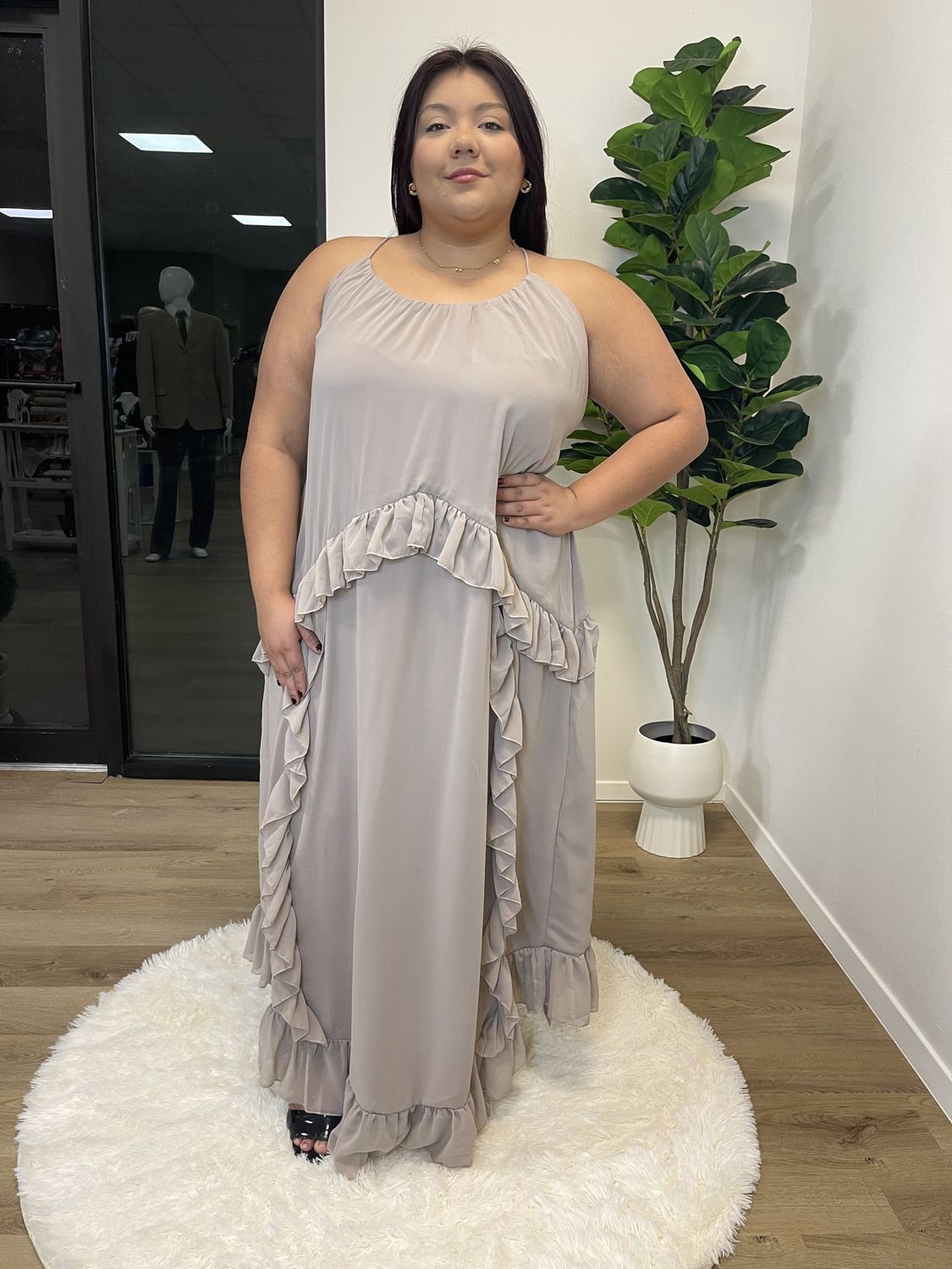 Grey Chiffon Cami Maxi Dress/ 10/ 12