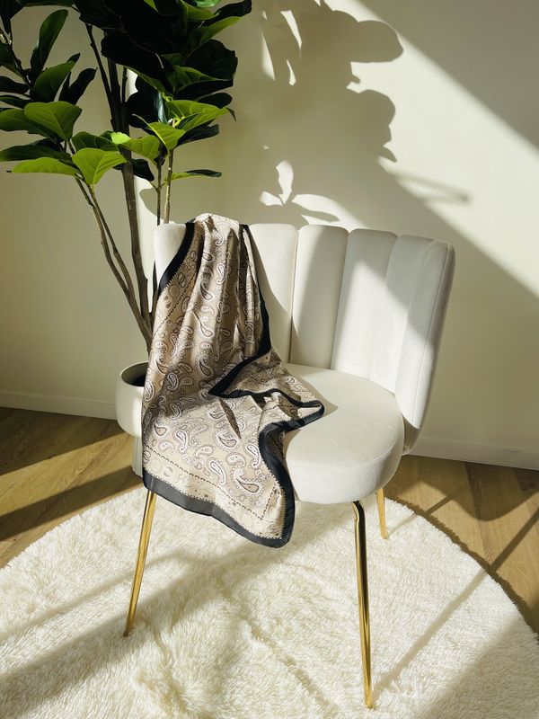 Black Border Paisley Print Scarf