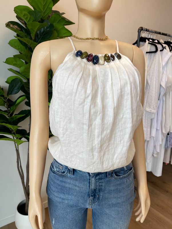 Slim Sleeve Linen Top