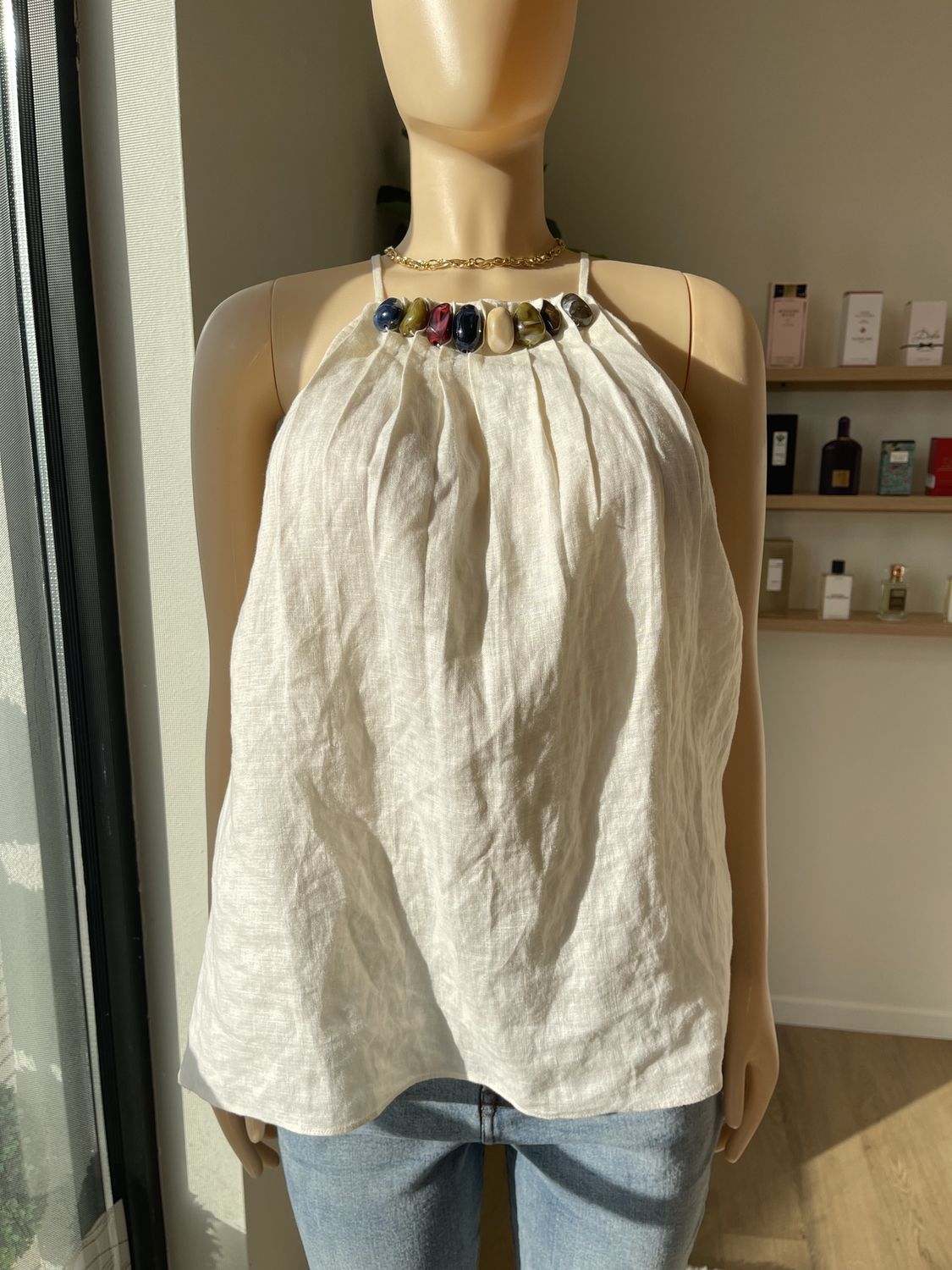 Slim Sleeve Linen Top