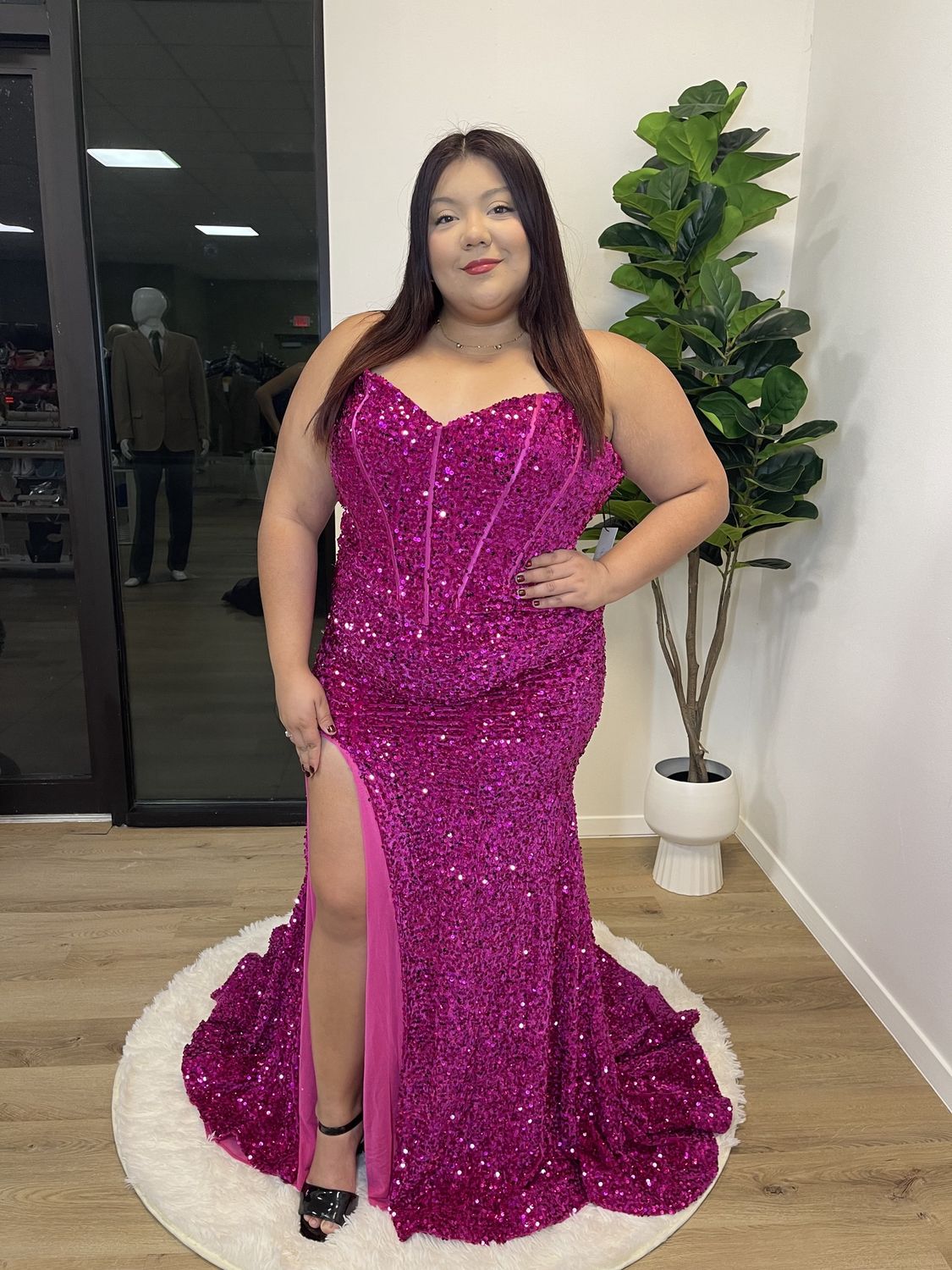 Dover Corset Gown Hot Pink