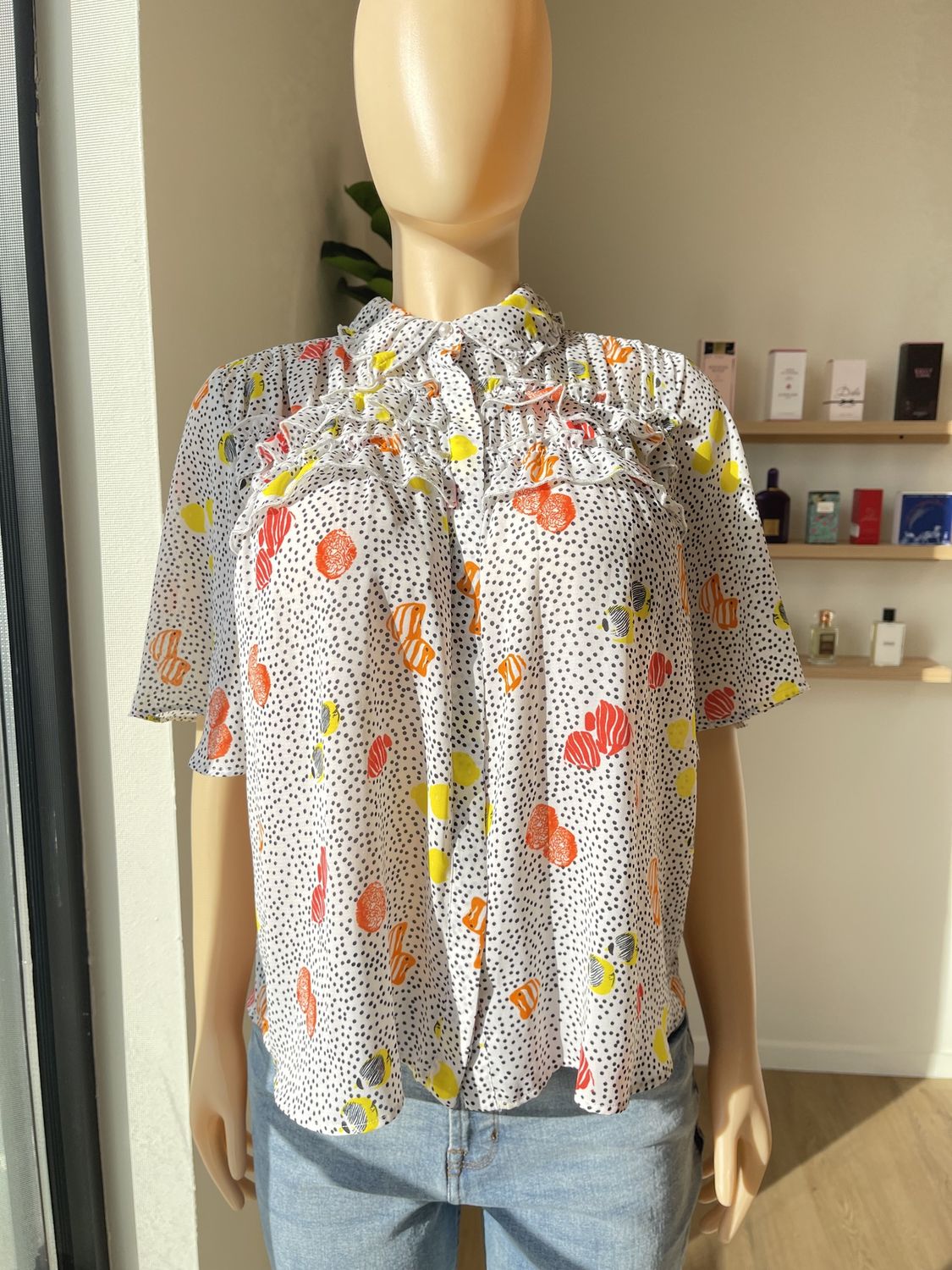 blouse short  sleeve  with fish design