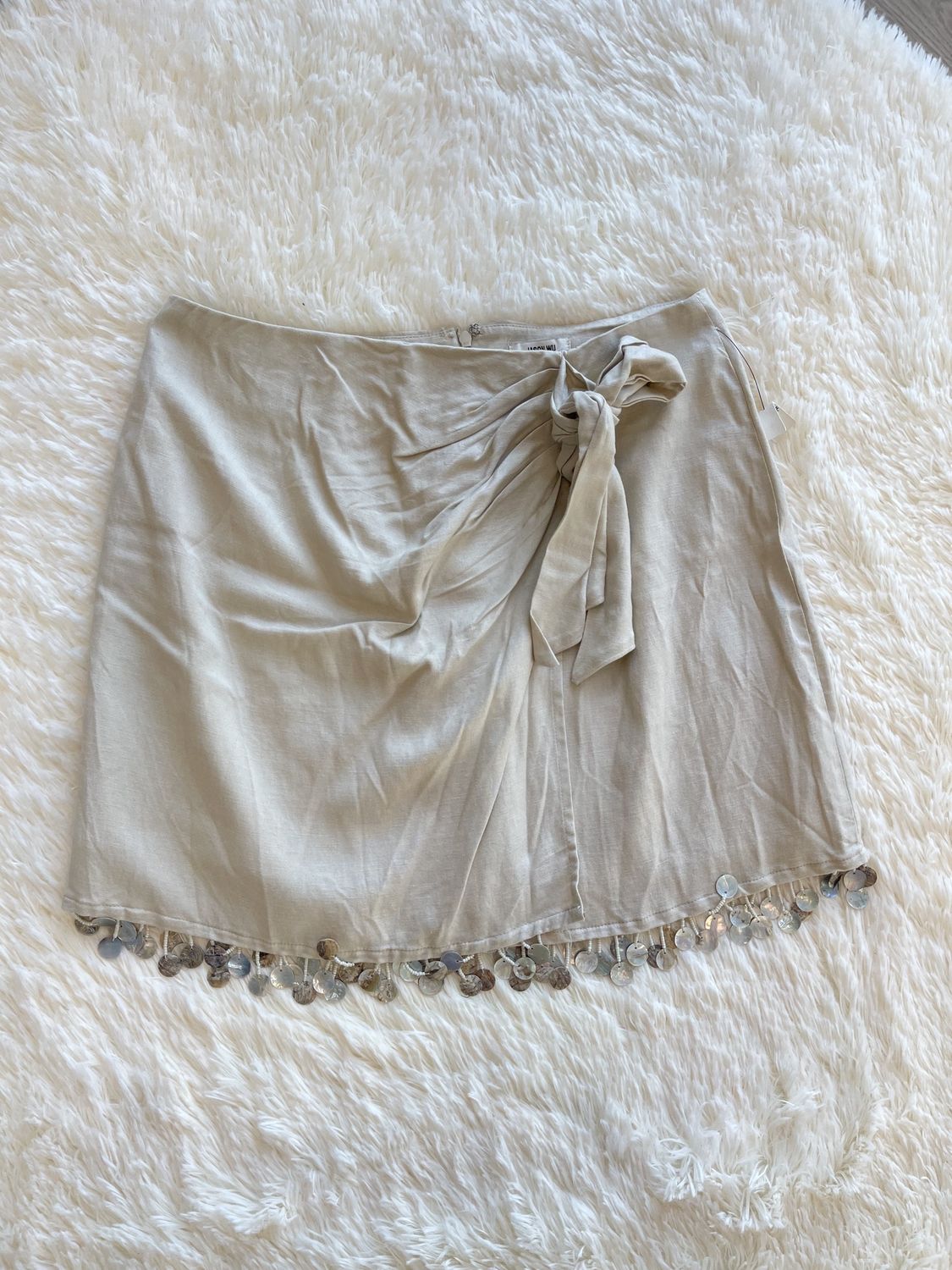 linen  skirt with with beads