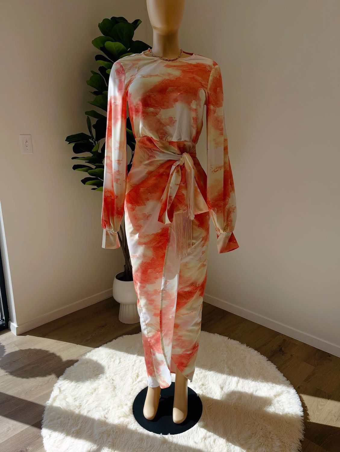 Orange Watercolor Maxi Dress/ 0/ 2/ 4