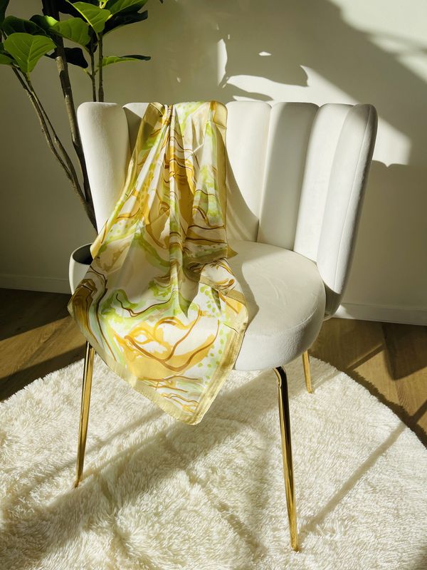 Yellow-Green Watercolor Fusion Scarf
