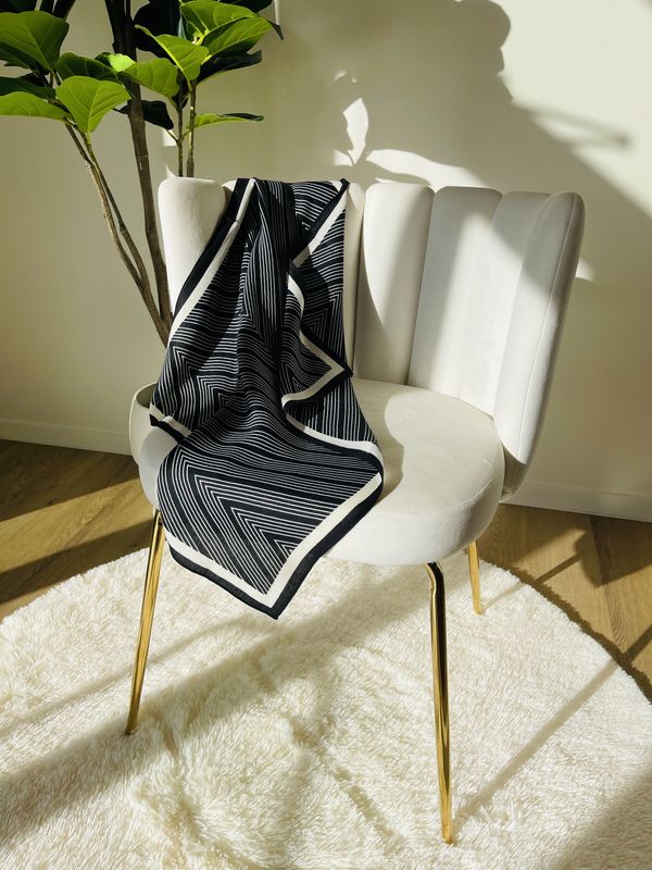 Navy Blue Triangular Abstract Scarf