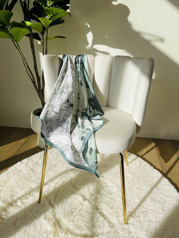 Teal Green Floral Scarf