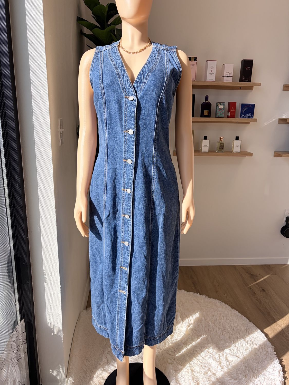 Button down Denim Midi Dress