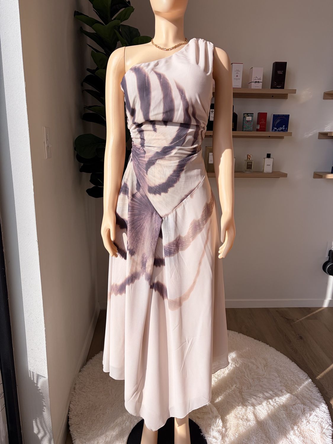 Almond One Shoulder Maxi Dress