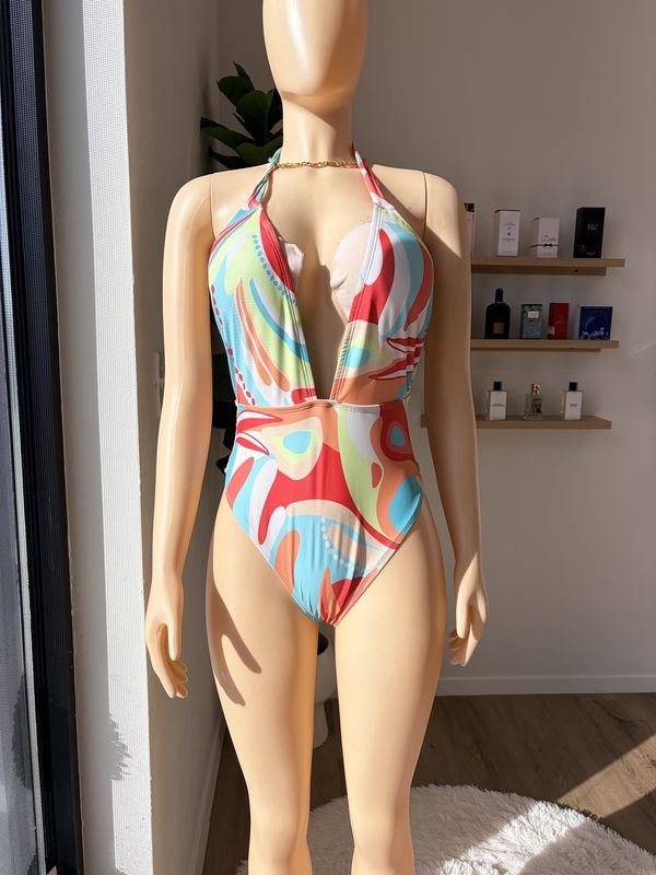1 piece backless multi swimwear