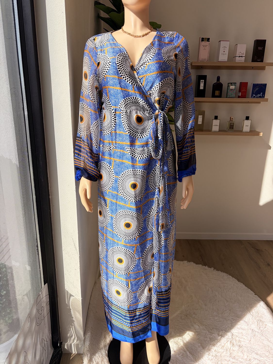 African print Satin maxi dress