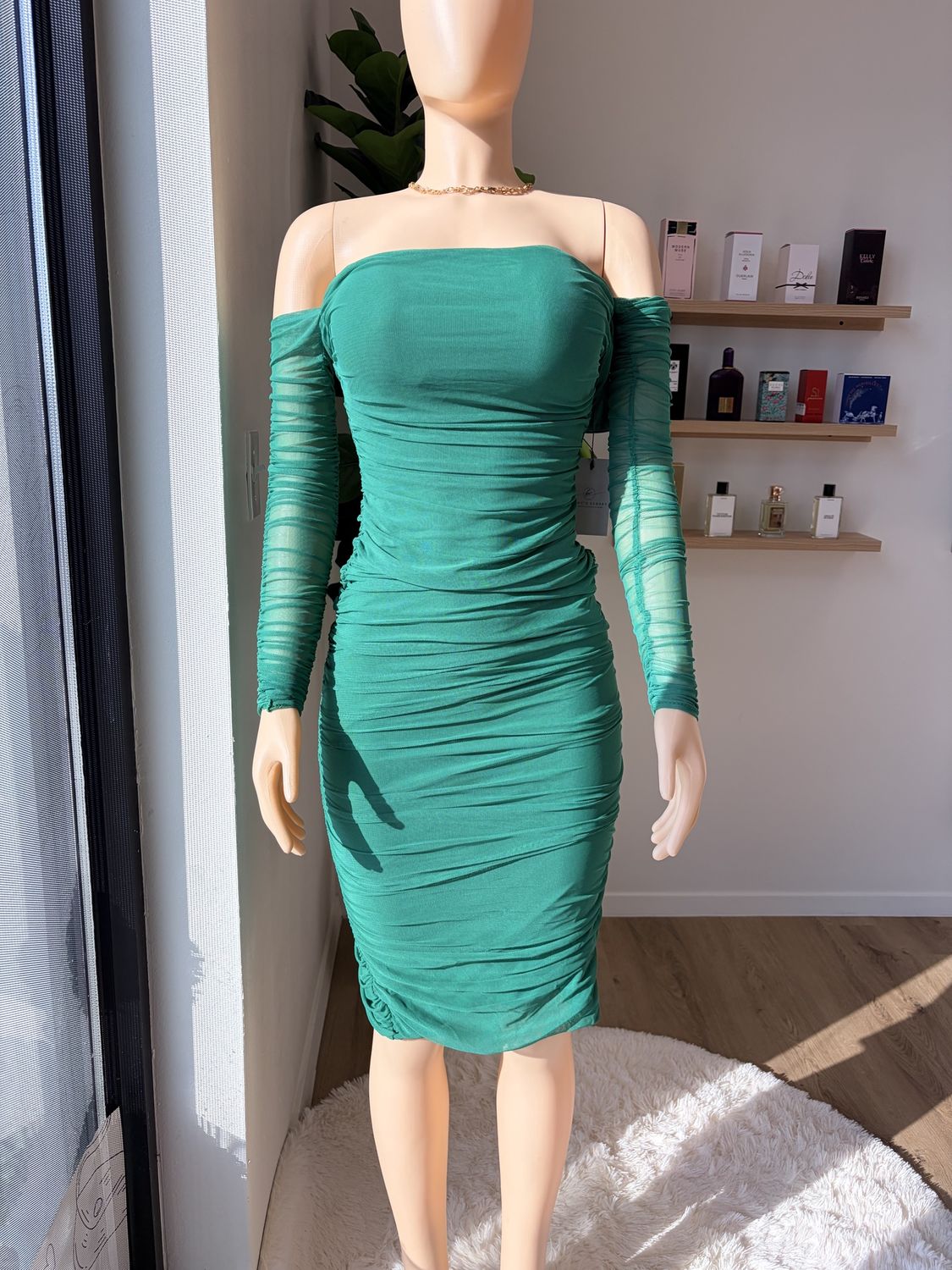 Scrunched bodycon midi dress
