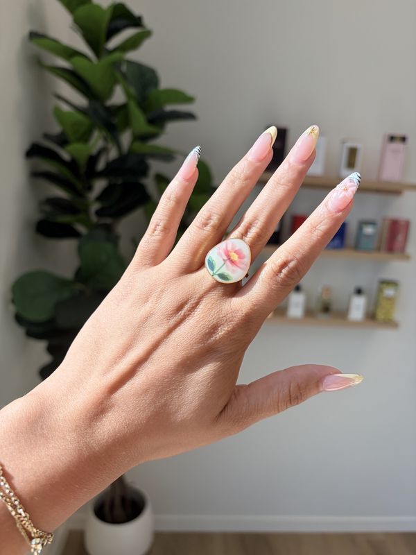 Pink Porcelain Flower Ring