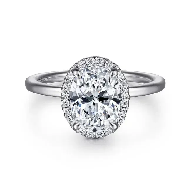 Gabriel &amp; Co. 14K White Gold Oval Halo Diamond Engagement Ring
