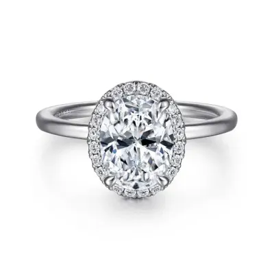 Gabriel &amp; Co. 14K White Gold Oval Halo Diamond Engagement Ring