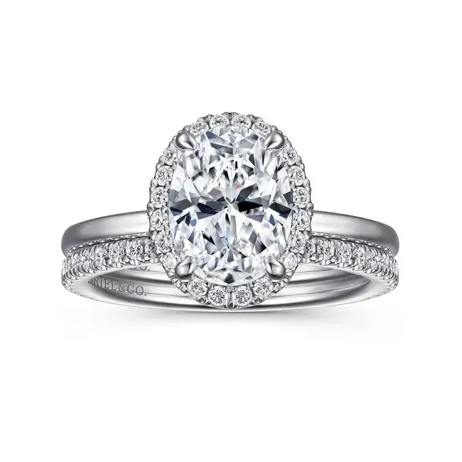 Gabriel &amp; Co. 14K White Gold Oval Halo Diamond Engagement Ring