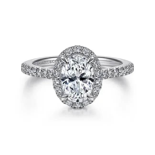 Gabriel &amp; Co. 14K White Gold Oval Halo Diamond Engagement Ring