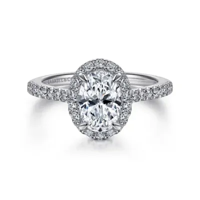 Gabriel &amp; Co. 14K White Gold Oval Halo Diamond Engagement Ring