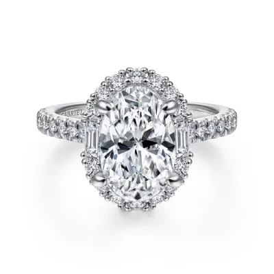 Gabriel &amp; Co. 14K White Gold Oval Halo Diamond Engagement Ring