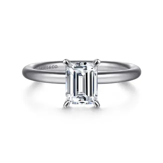 Gabriel &amp; Co. 14K White Gold Emerald Cut Solitaire Engagement Ring
