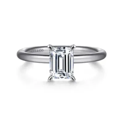 Gabriel &amp; Co. 14K White Gold Emerald Cut Solitaire Engagement Ring