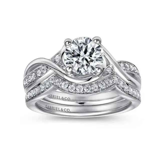 Gabriel &amp; Co. 14K White Gold Round Halo Diamond Engagement Ring