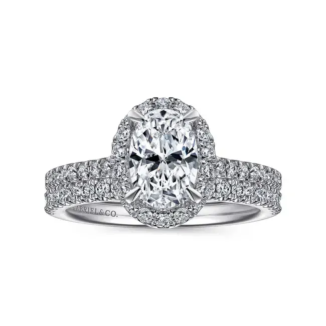 Gabriel &amp; Co. 14K White Gold Oval Halo Diamond Engagement Ring