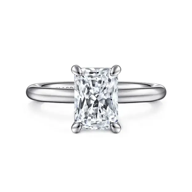 Gabriel &amp; Co. 14K White Gold Radiant Cut Solitaire Engagement Ring