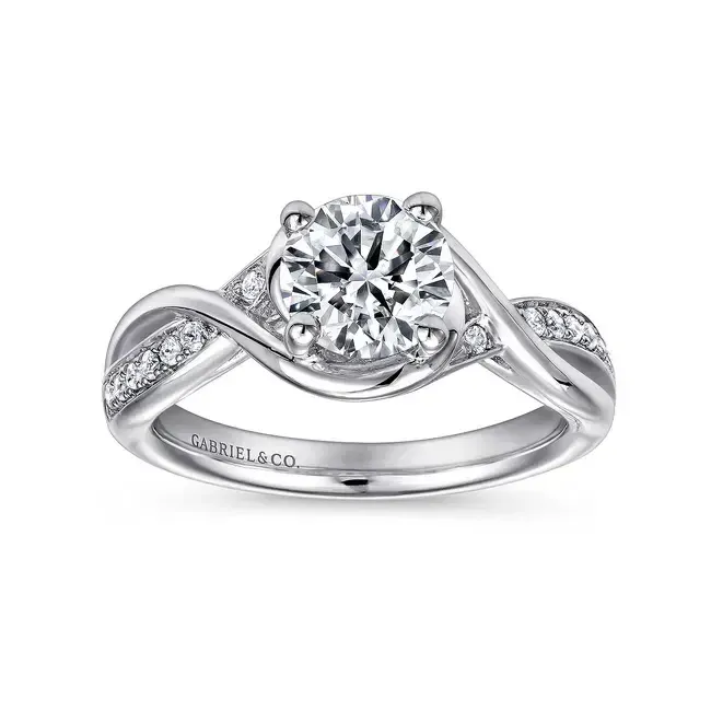 Gabriel &amp; Co. 14K White Gold Round Halo Diamond Engagement Ring