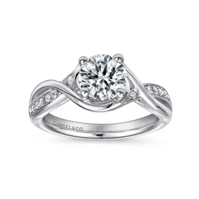 Gabriel &amp; Co. 14K White Gold Round Halo Diamond Engagement Ring
