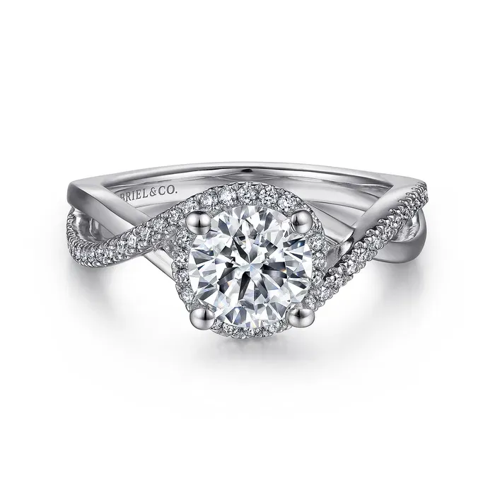 Gabriel &amp; Co. 14K White Gold 1CT Round Halo Diamond Engagement Ring