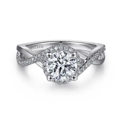 Gabriel &amp; Co. 14K White Gold 1CT Round Halo Diamond Engagement Ring
