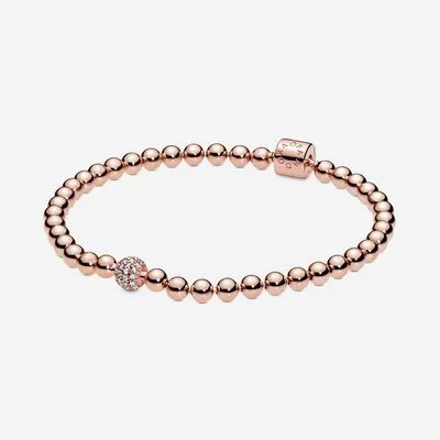 Rose Gold Beads &amp; Pavé Bracelet