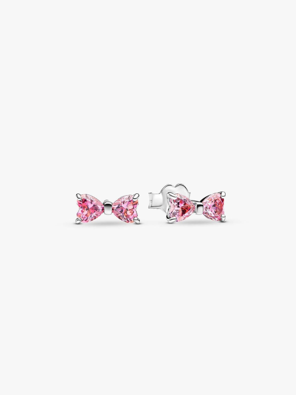 Sparkling Bow Stud Earrings, Color: Pink